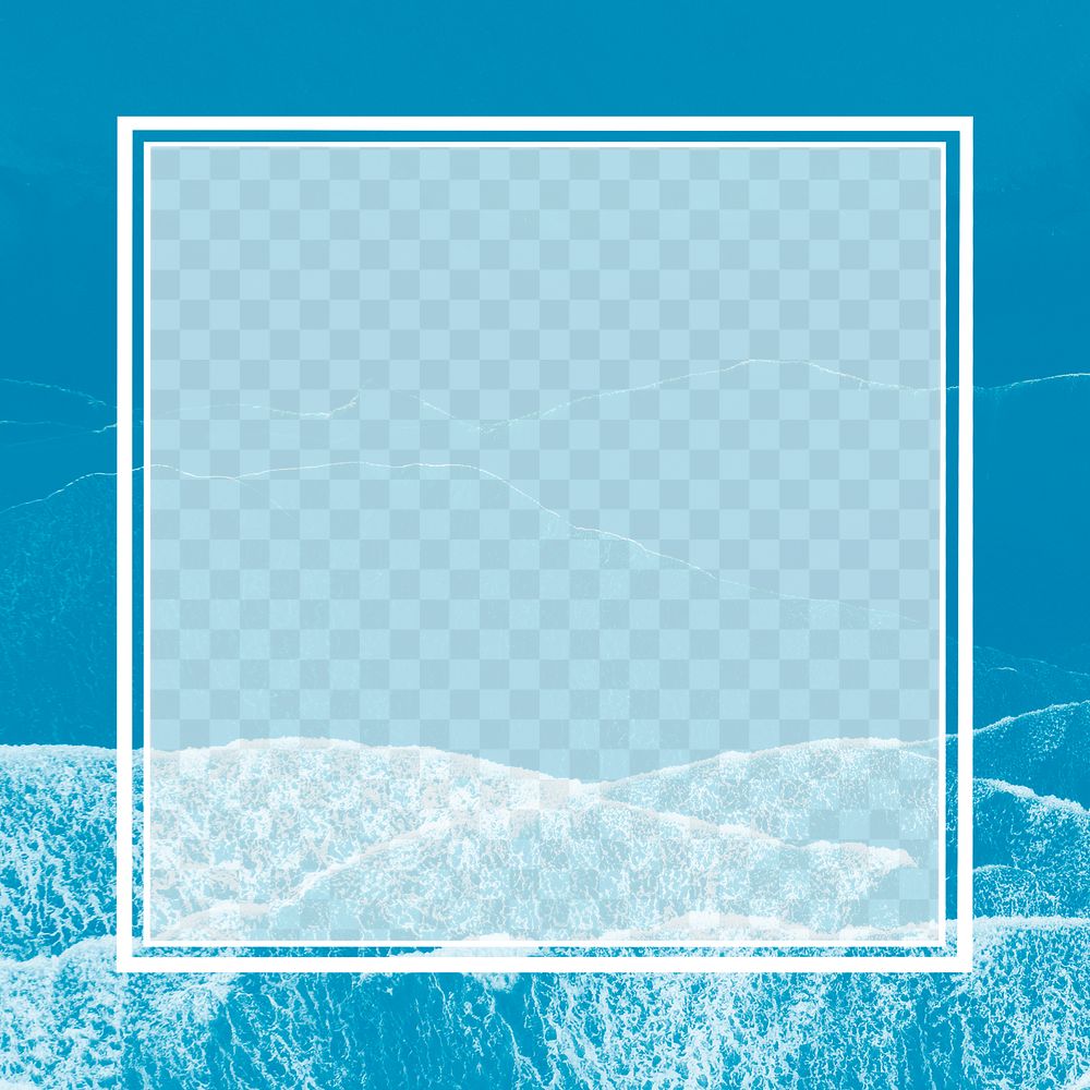 Blue blank square frame png background