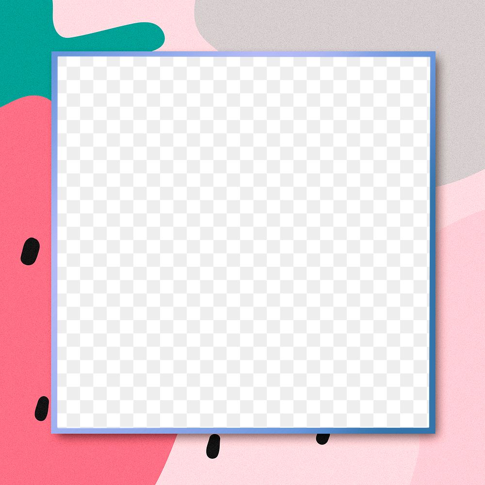 Square png frame strawberry pink background