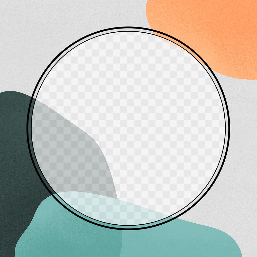Black round png frame on abstract retro background