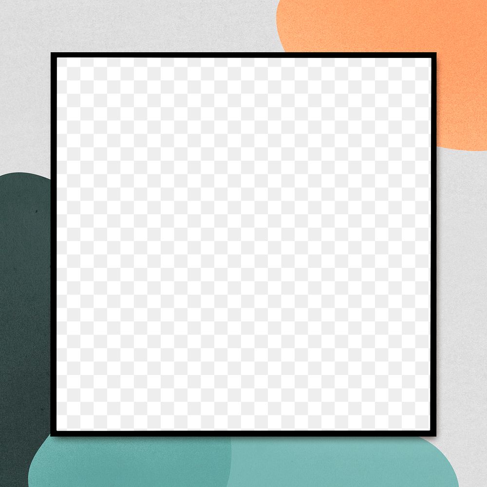 Black square frame png abstract retro design