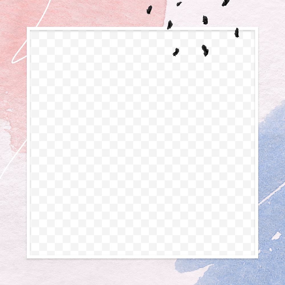 Rectangle frame on Memphis watercolor pattern background