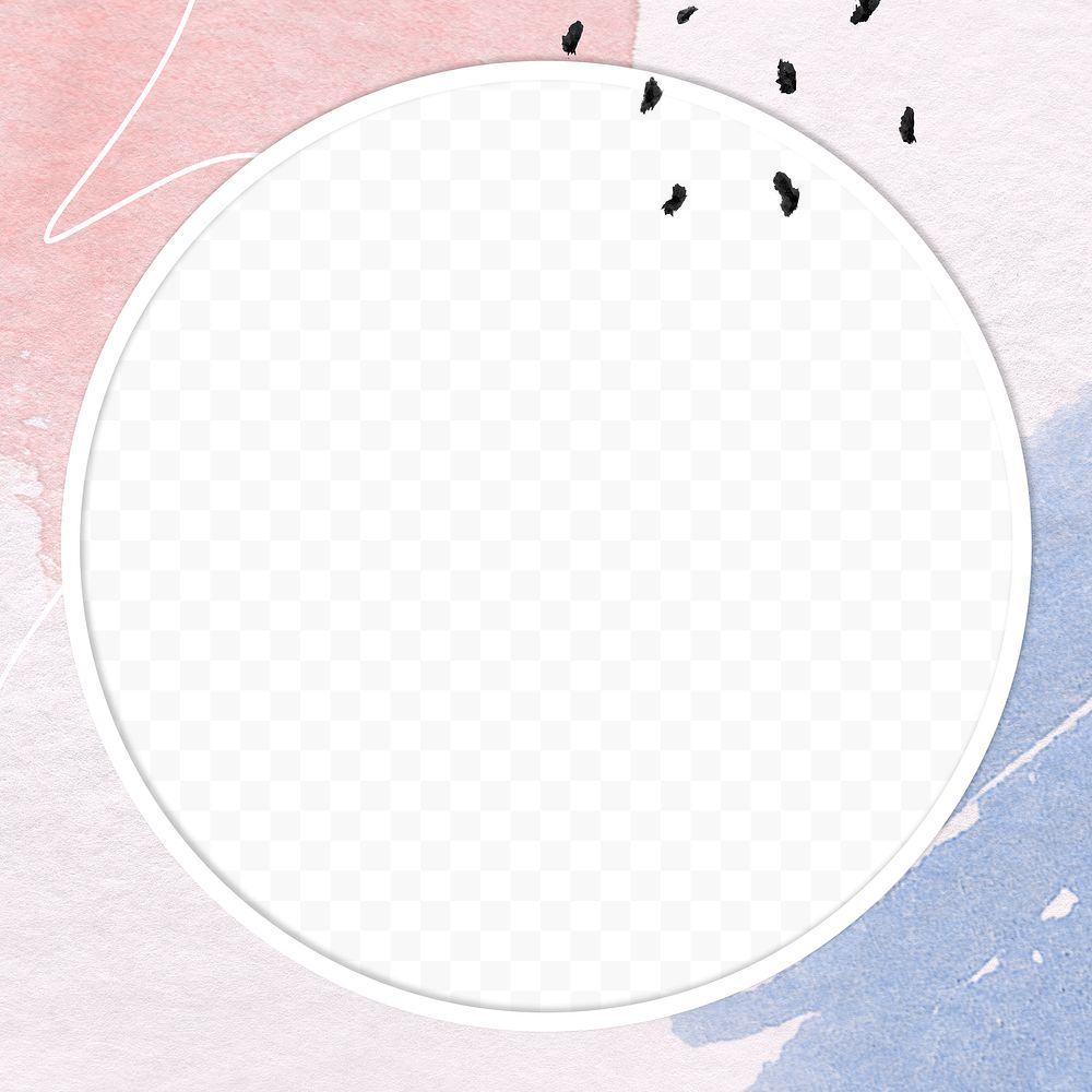 Circle frame on pink and blue Memphis pattern background