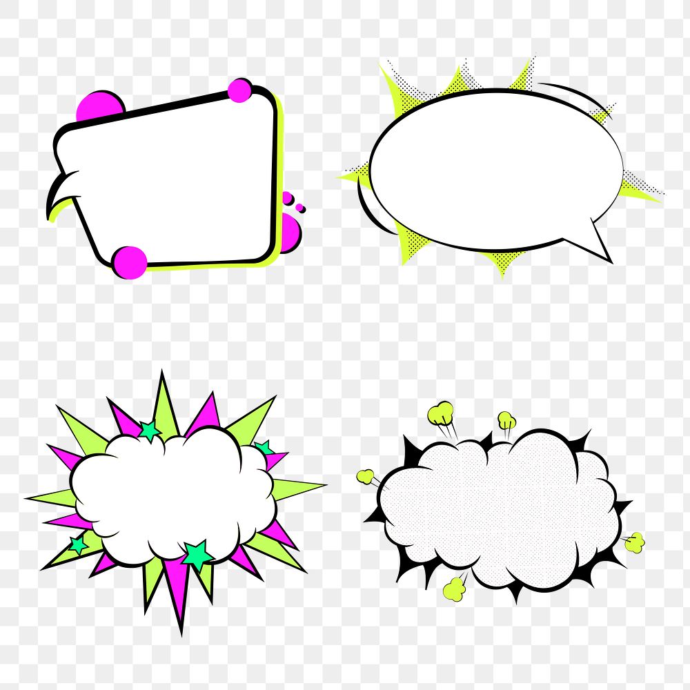 Cartoon effect speech bubble set design element