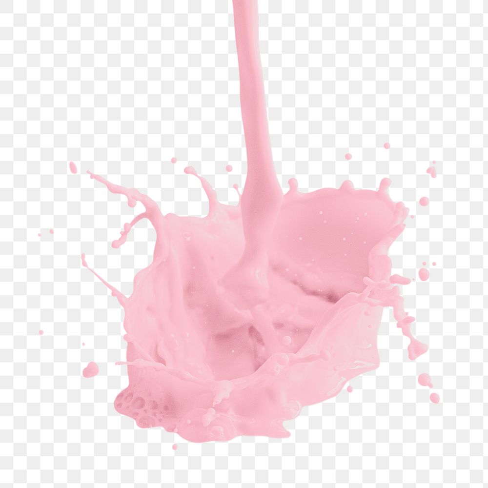 Fresh strawberry milk splashing design element