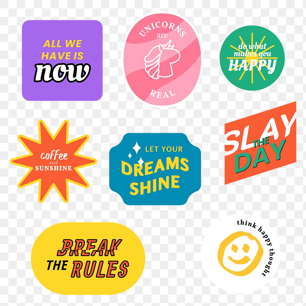 Retro word sticker png collection