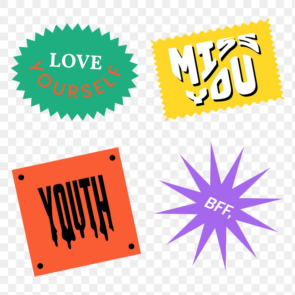 Vintage word sticker badge png collection