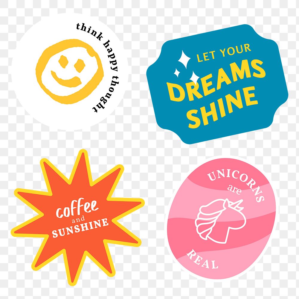 Vintage word colorful sticker badge png collection