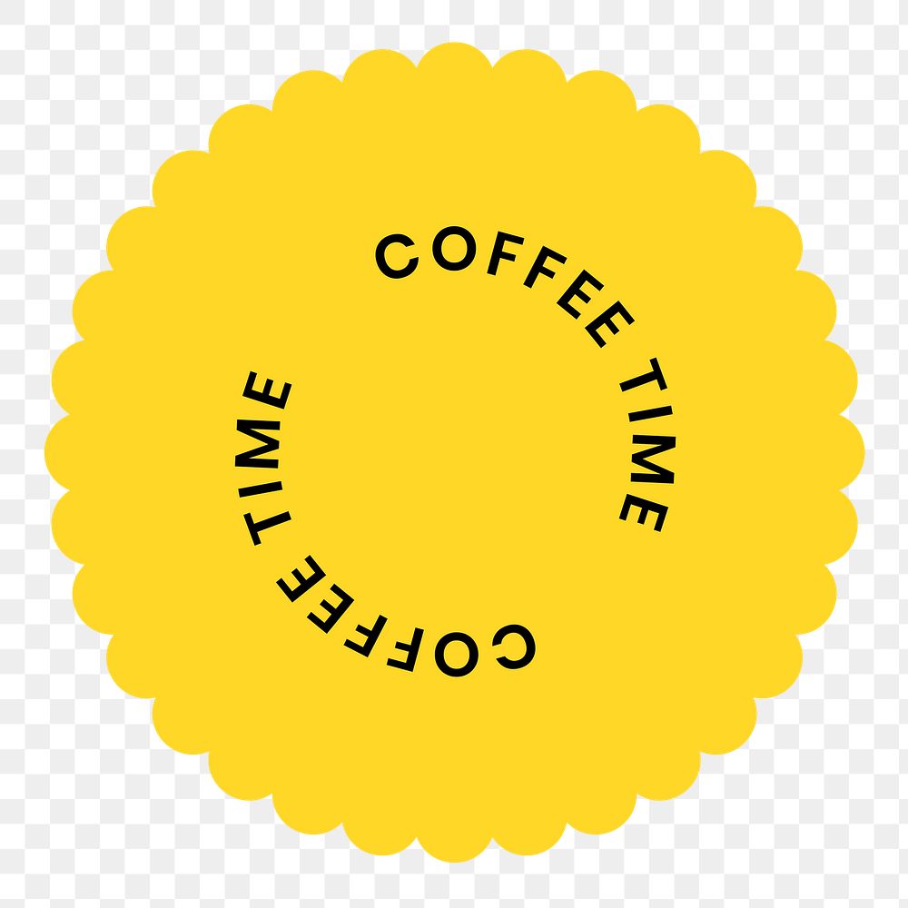 Png coffee time text label colorful retro sticker