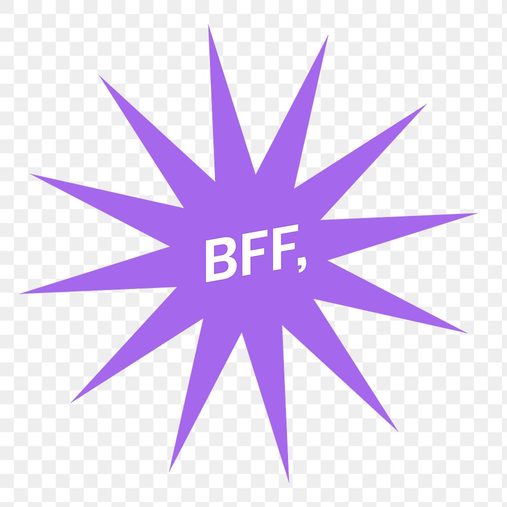 Png BFF, text label colorful retro sticker
