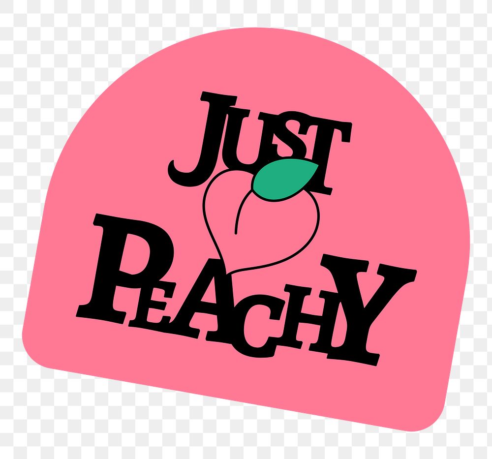 Png just peachy text label colorful retro sticker