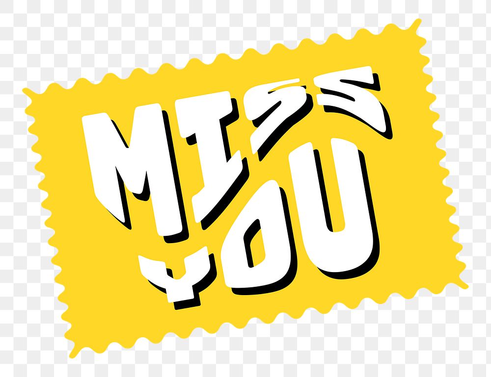 Png miss you text label colorful retro sticker