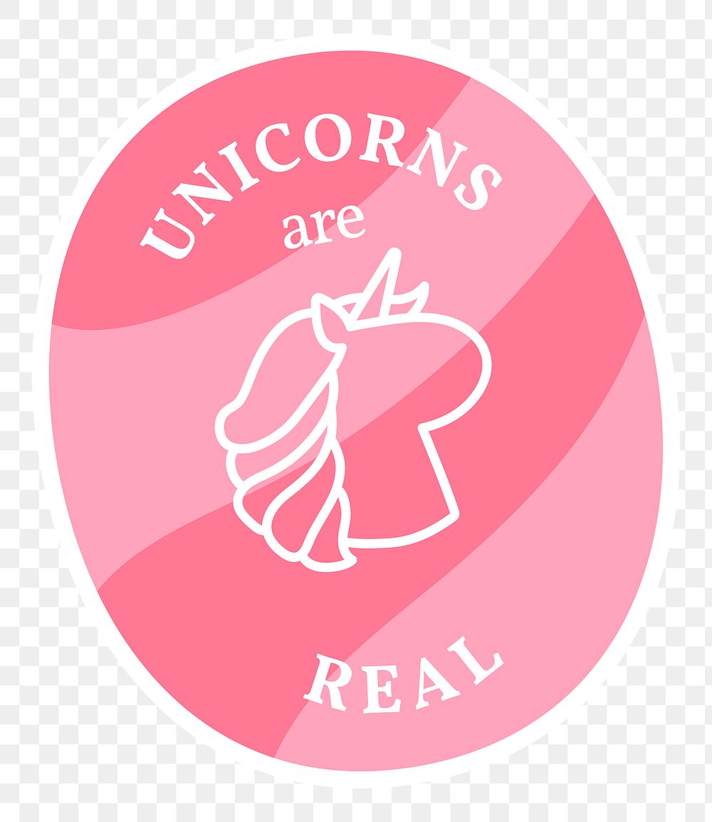 Unicorn are real text png label colorful retro sticker