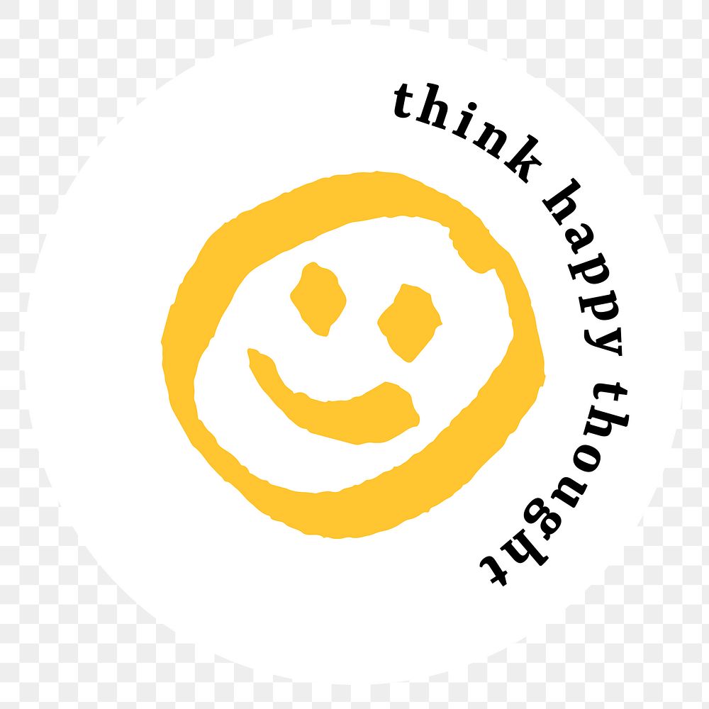 Think happy thoughts png text label colorful retro sticker