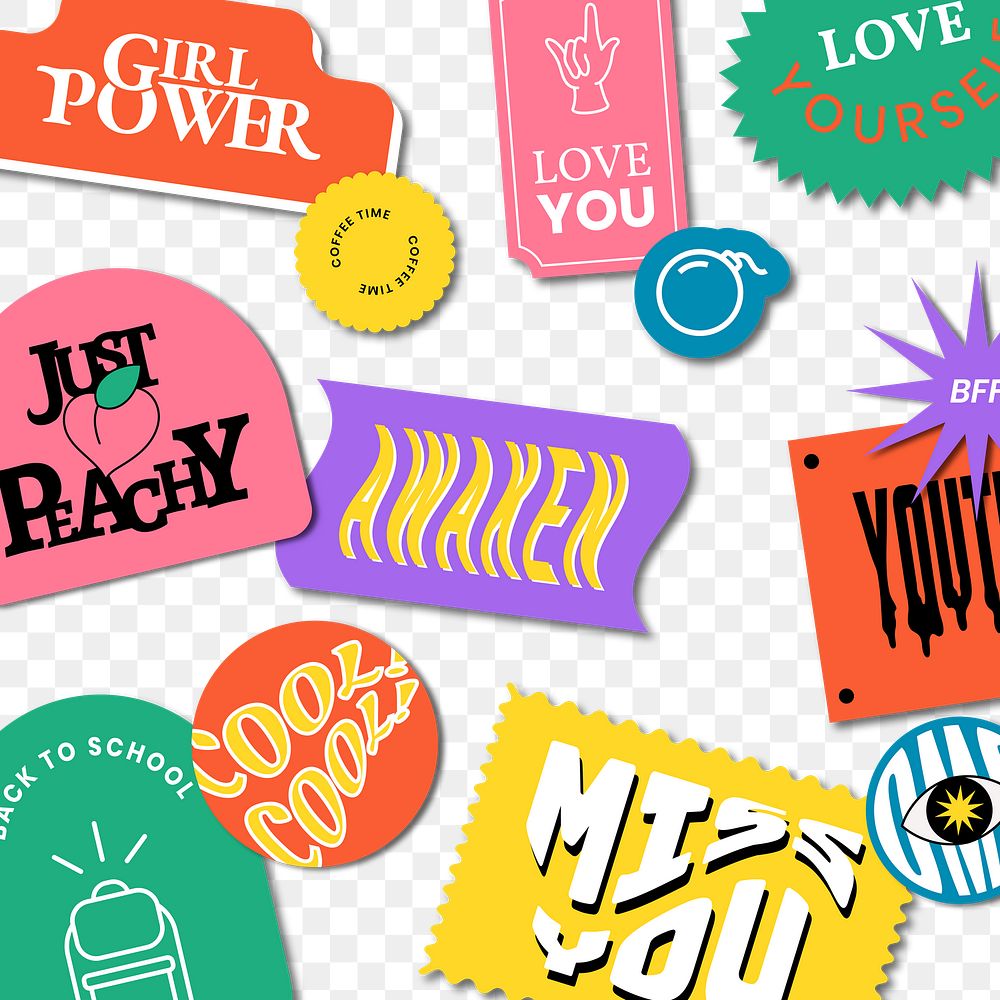 Vintage word sticker pattern png badge background 