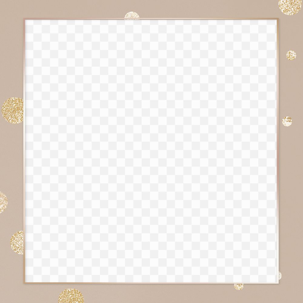 Gold frame with shimmery dots on a brown background design element