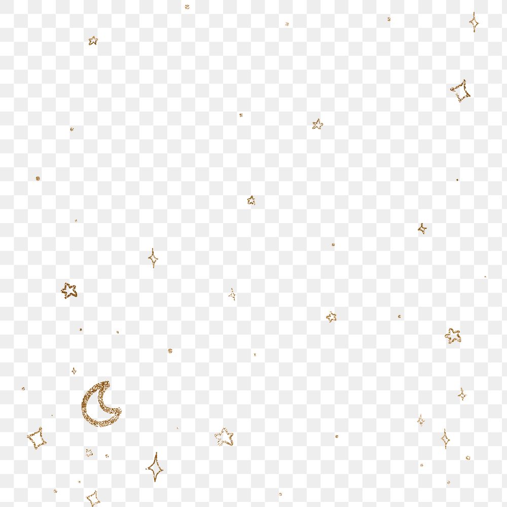 Shimmering gold stars and moon design element 
