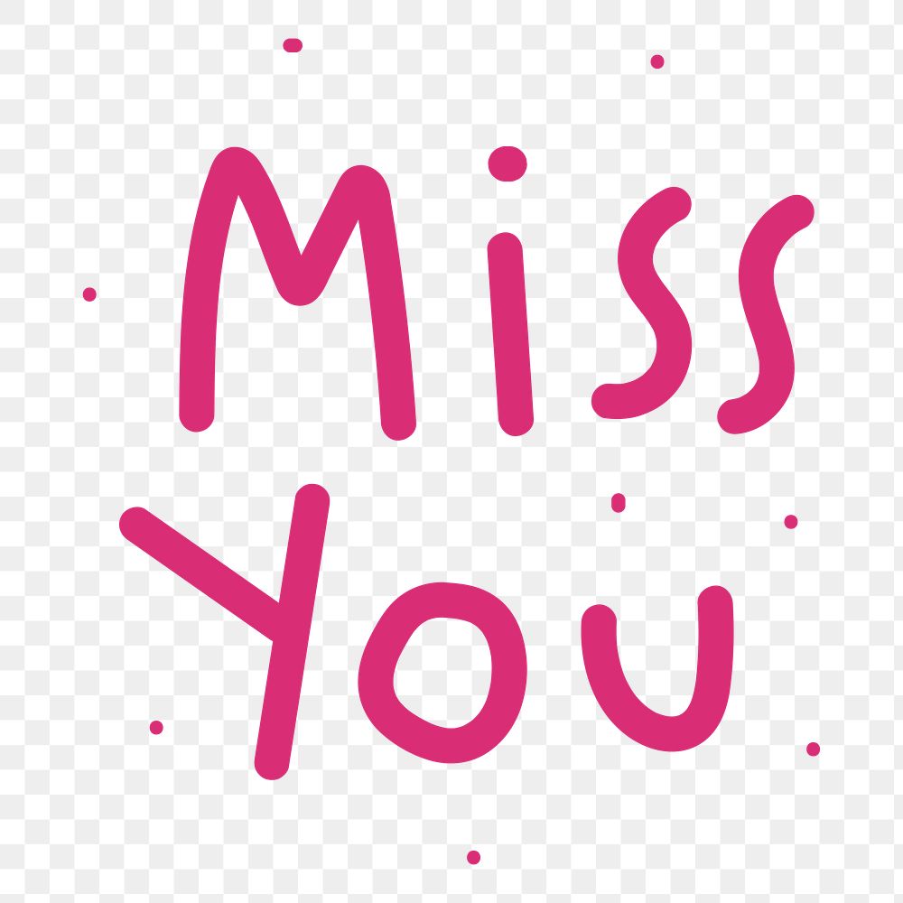 Pink miss you word design element