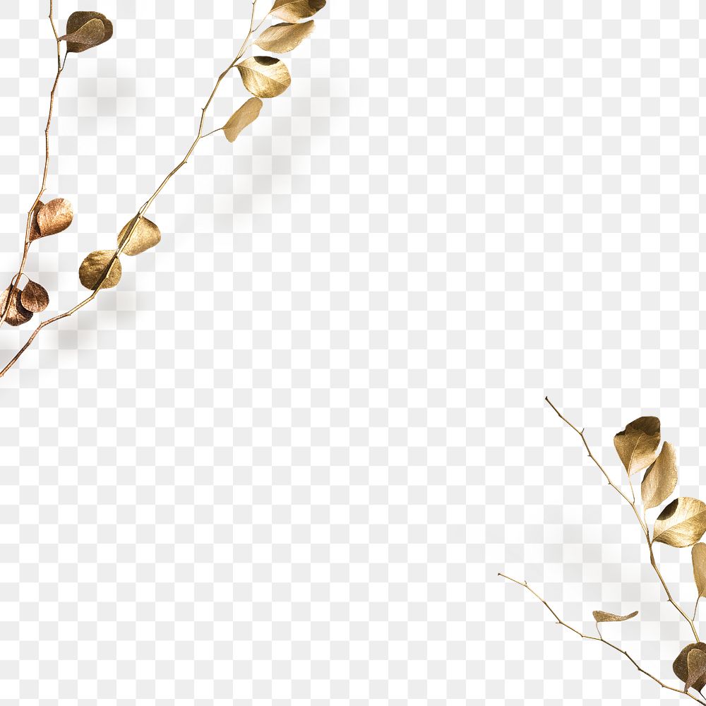 Gold spray painted branch png