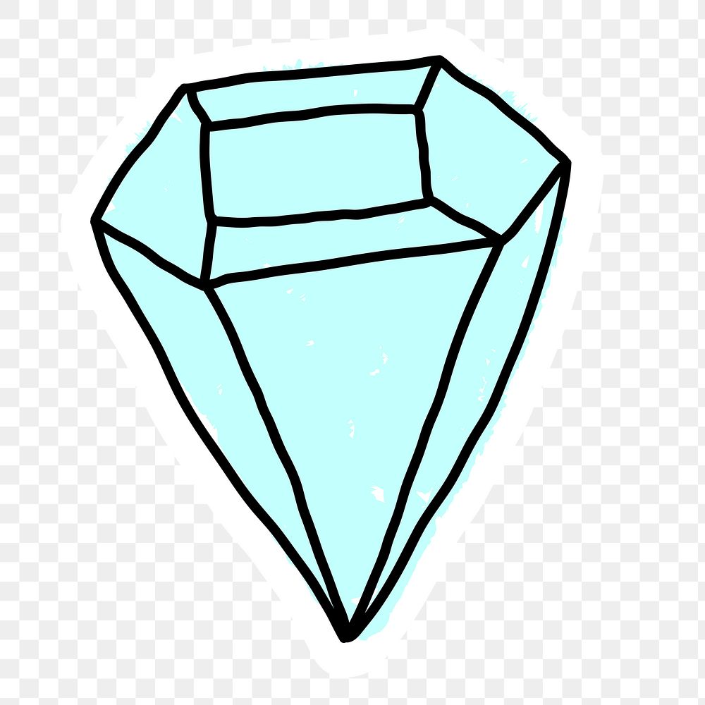 Blue diamond doodle sticker with a white border design element