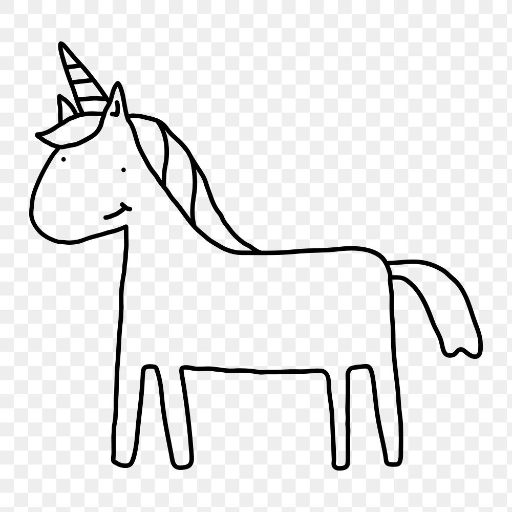 Hand drawn cute unicorn doodle style design element