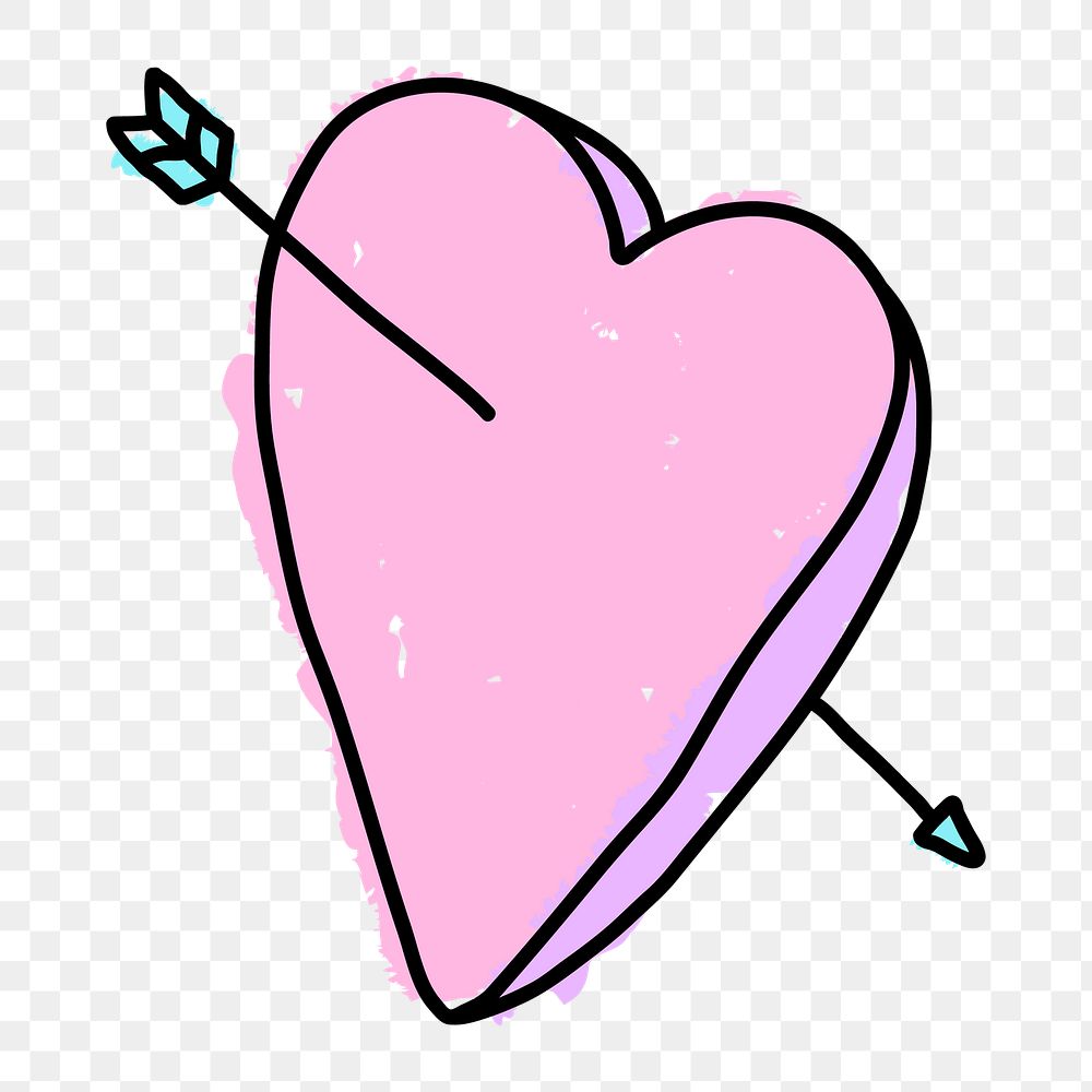 Pink heart with an arrow  design elmenet