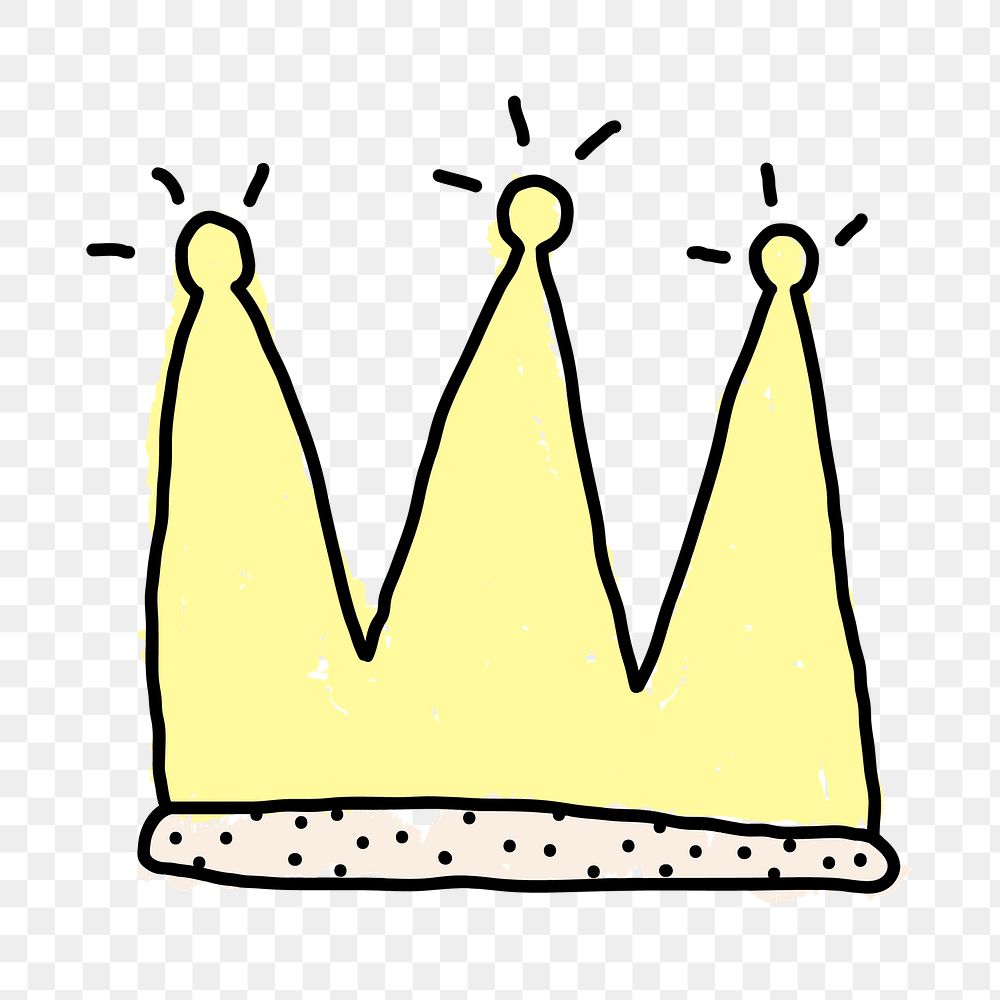 Yellow crown doodle style design element