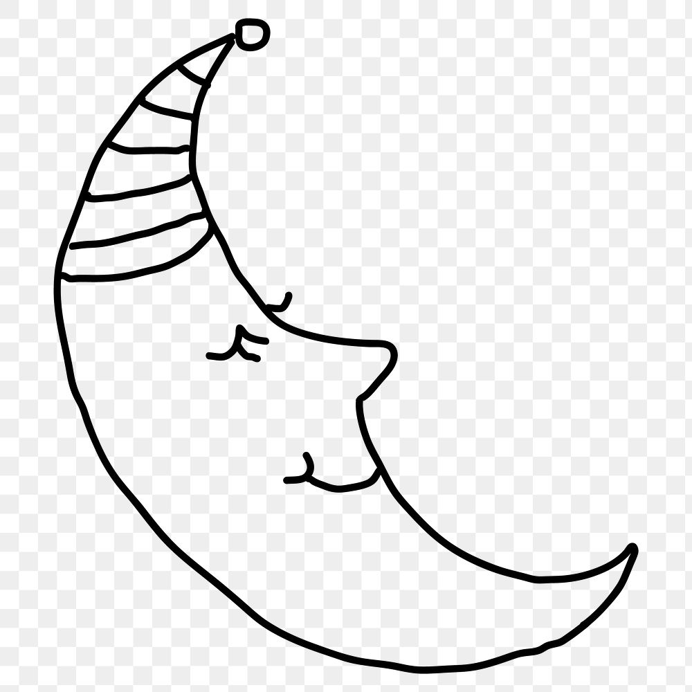 Hand drawn sleeping crescent moon design element