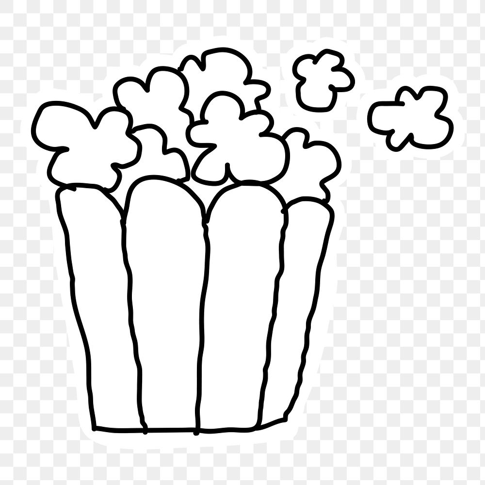 Popcorn doodle sticker sticker with a white border design element