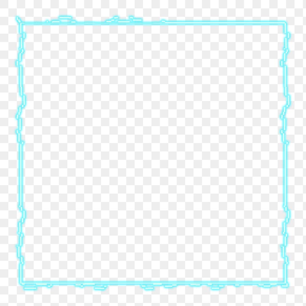 Blue square frame png glitch effect