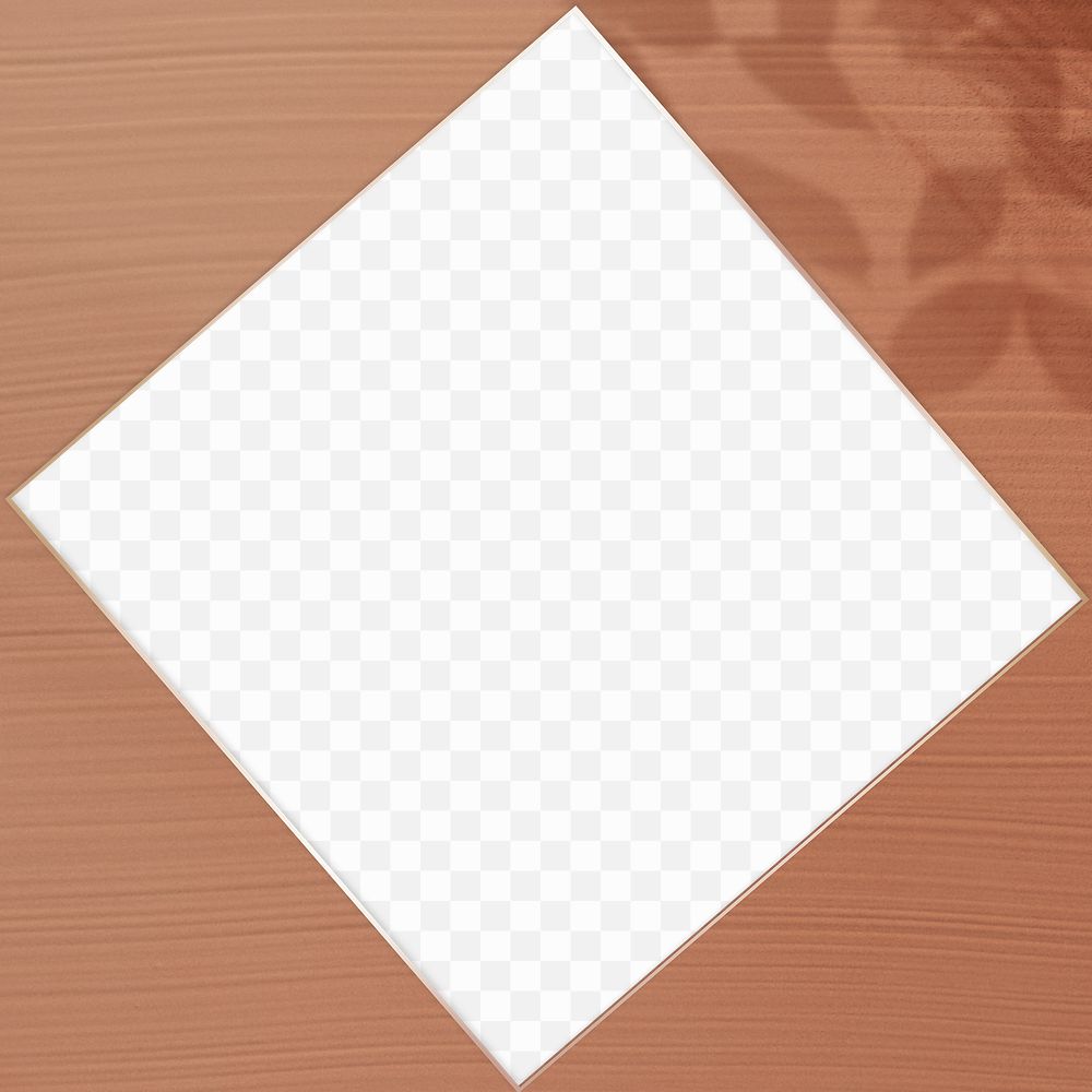 Gold diamond frame png on brown background