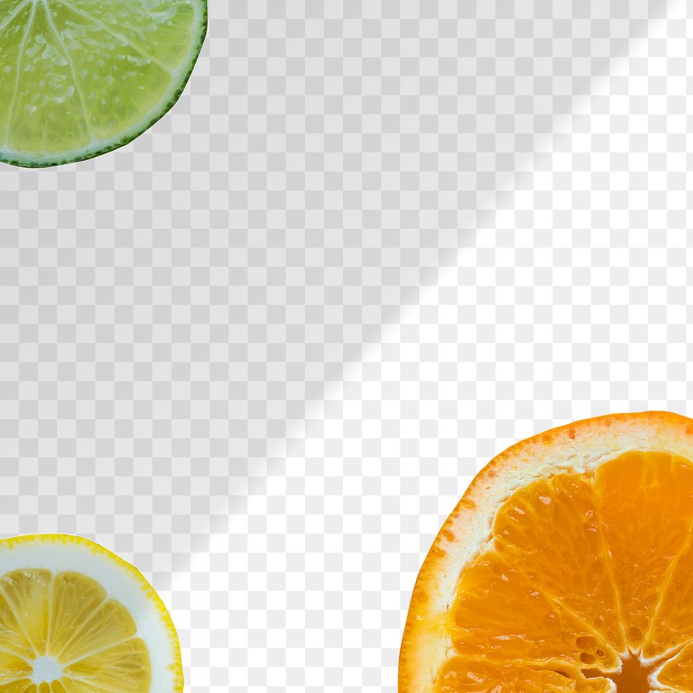 Delicious orange and lime citrus fruit slices flat lay design element