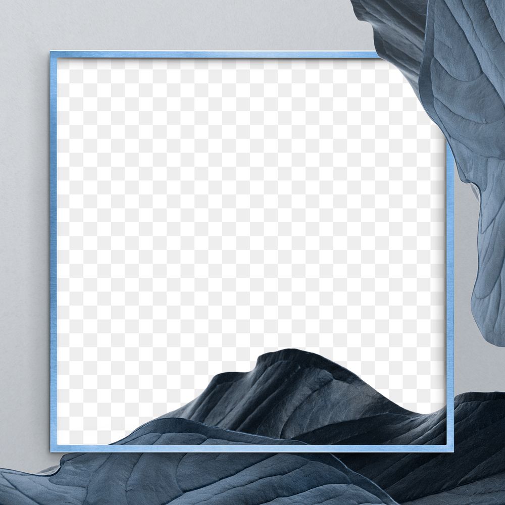 Leafy blue frame png transparent background