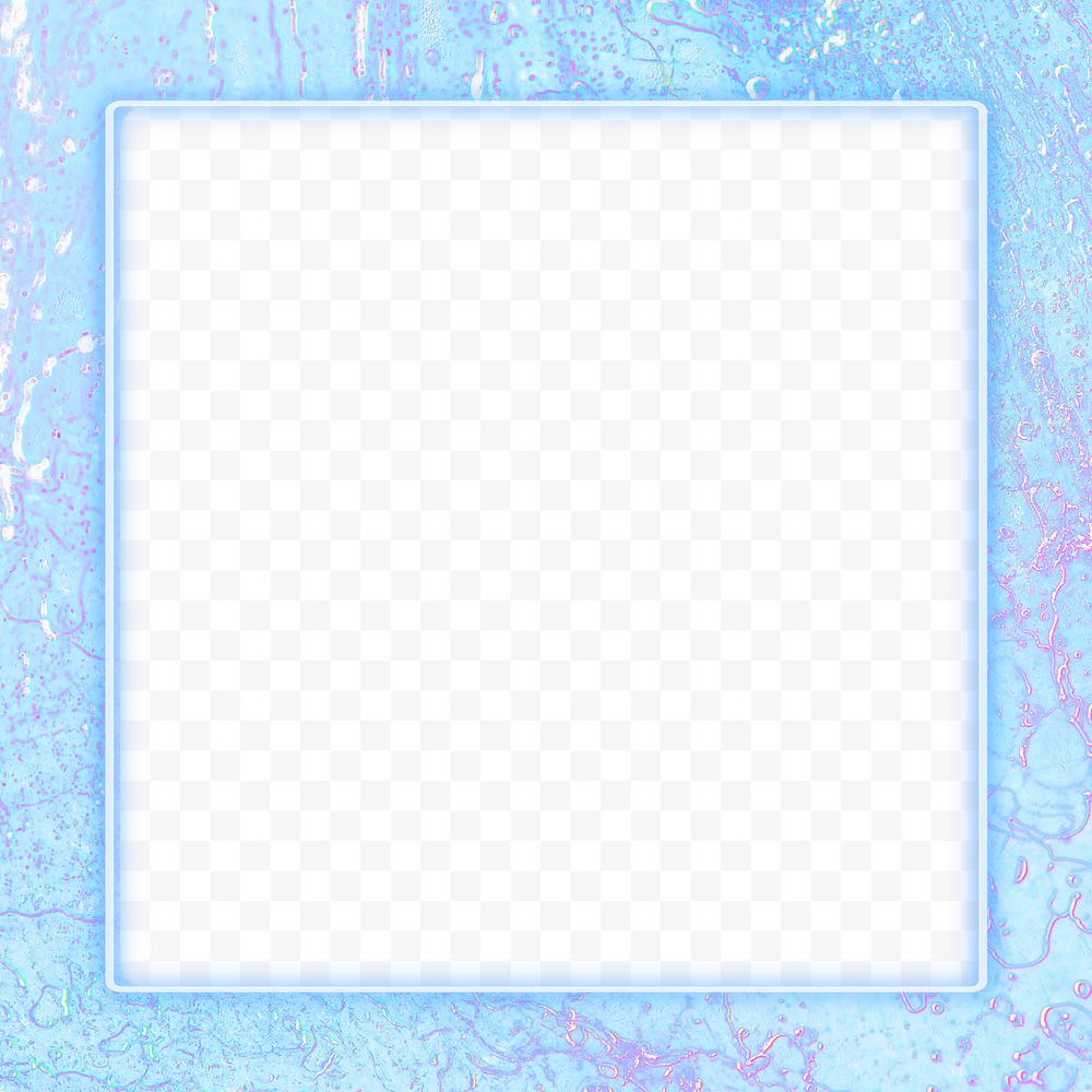 Neon frame png ice surface texture holographic