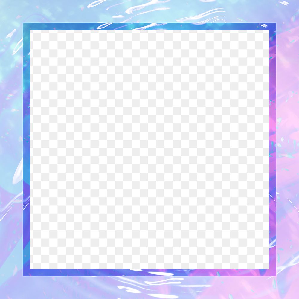 Blue frame png holographic water texture background