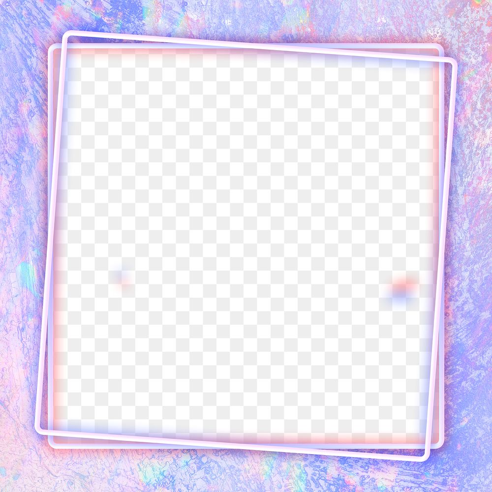 Neon frame png holographic gradient plastic texture