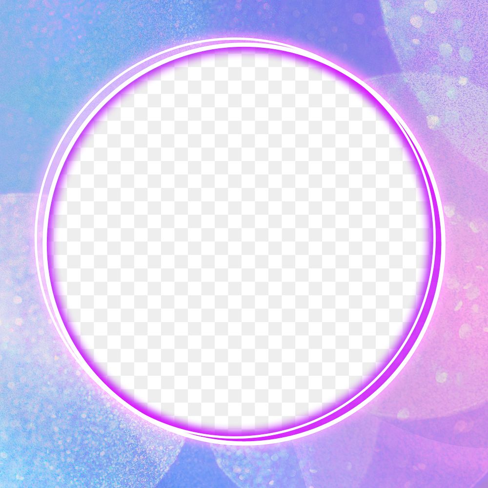 Neon frame png holographic bokeh background