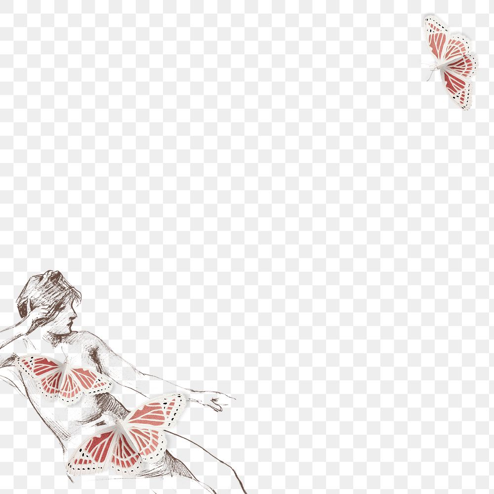 Female nude with butterflies png 