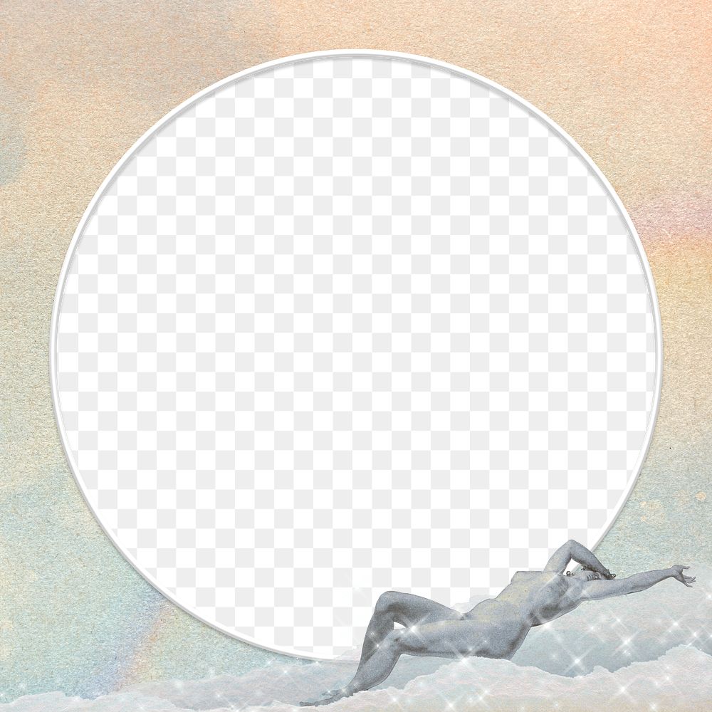 Nude woman frame png vintage illustration