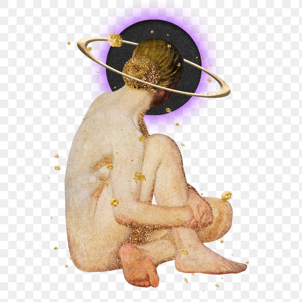 Nude woman png with halo angle ring