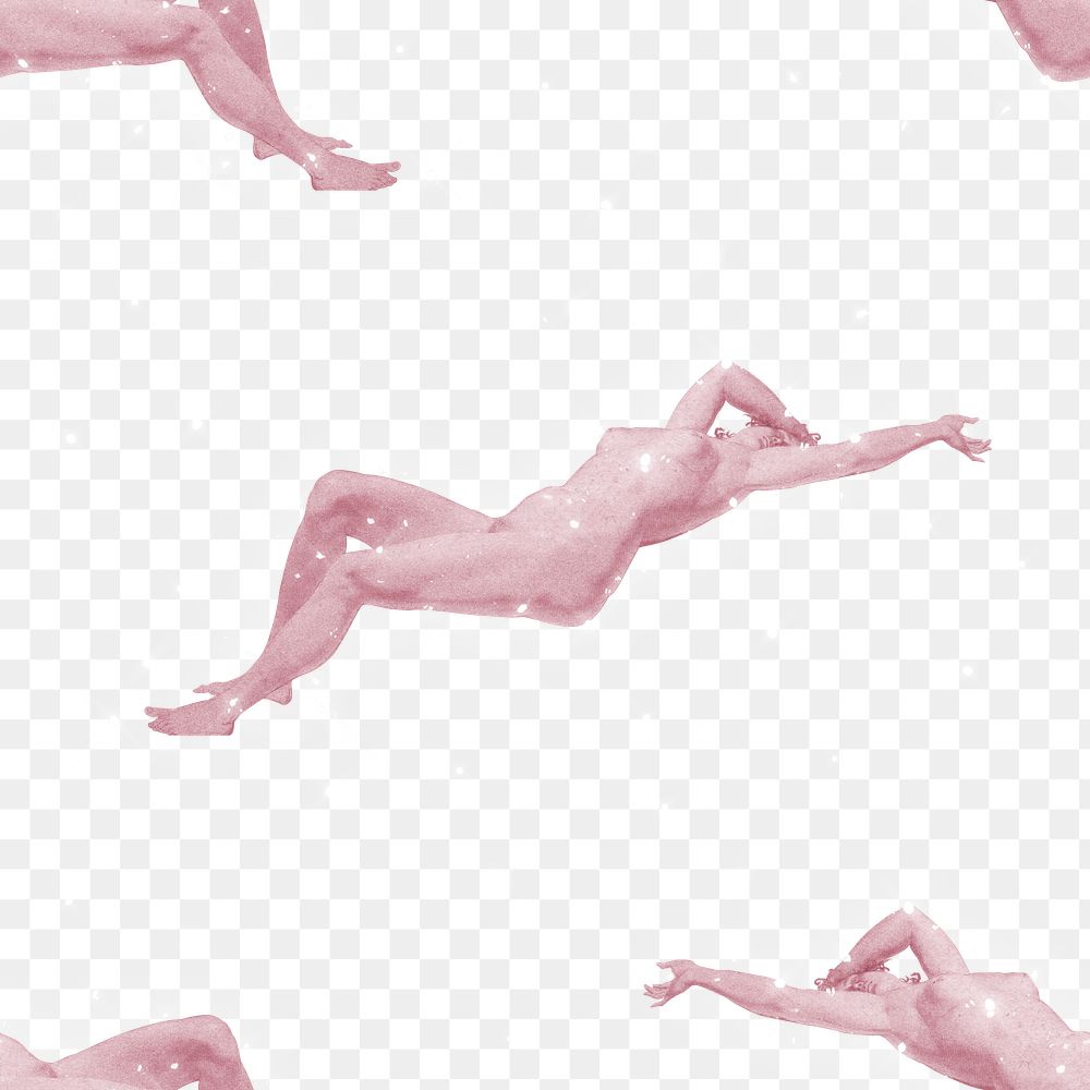 Nude lady seamless pattern png glitter background