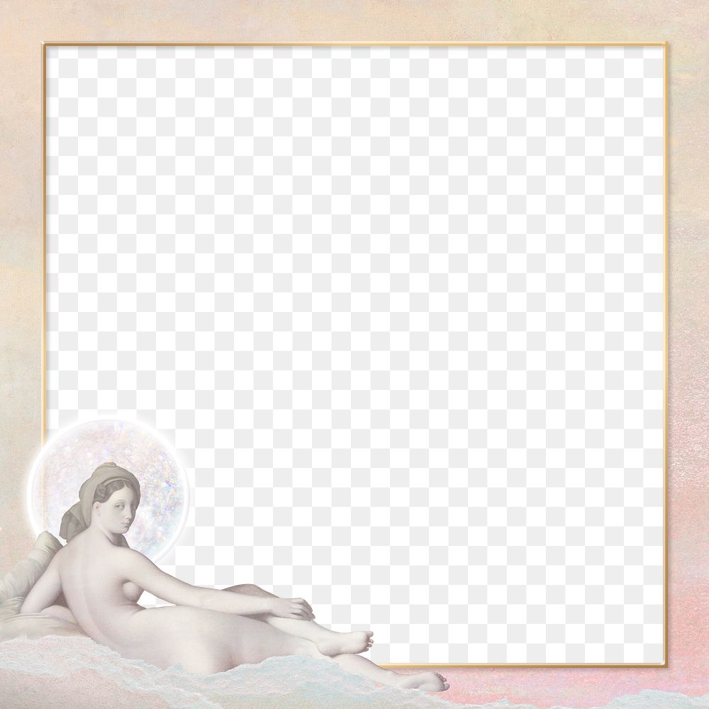 Vintage female nude png frame design