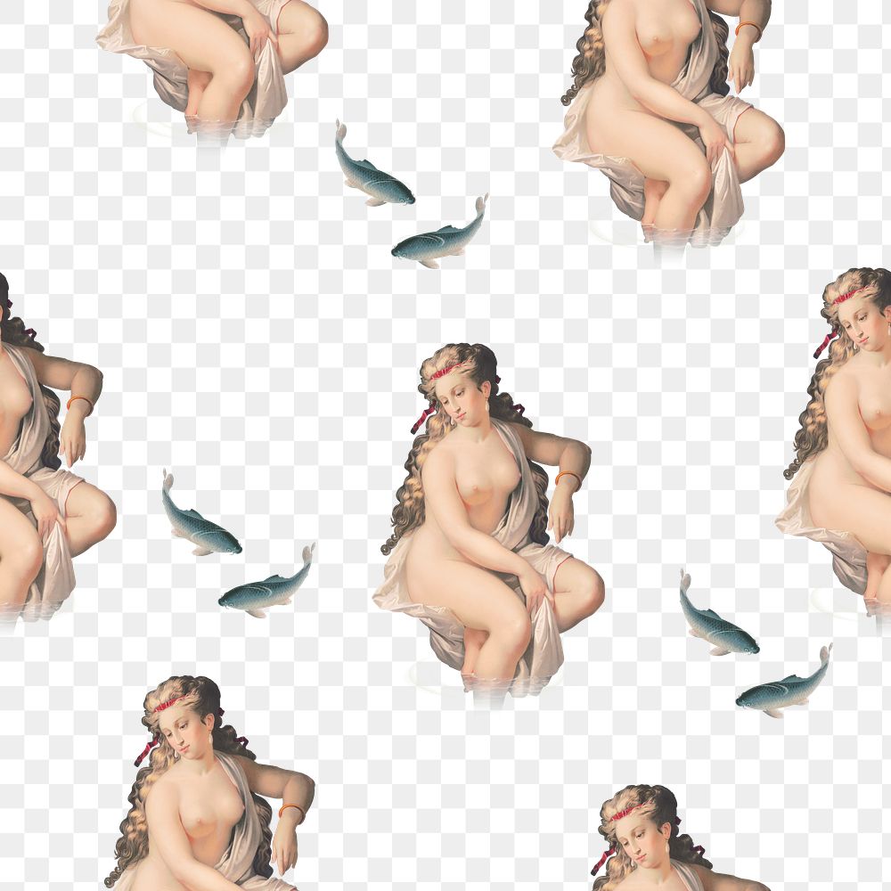 Png woman nude art seamless pattern background transparent