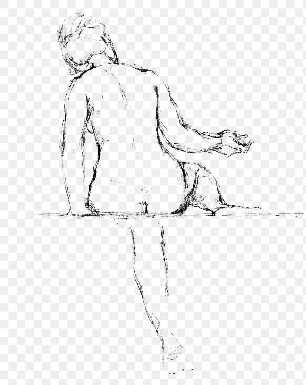 Png female nude body from behind drawing