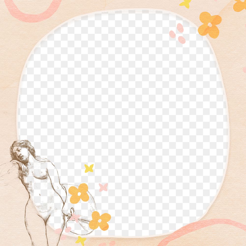 Vintage nude woman drawing png frame