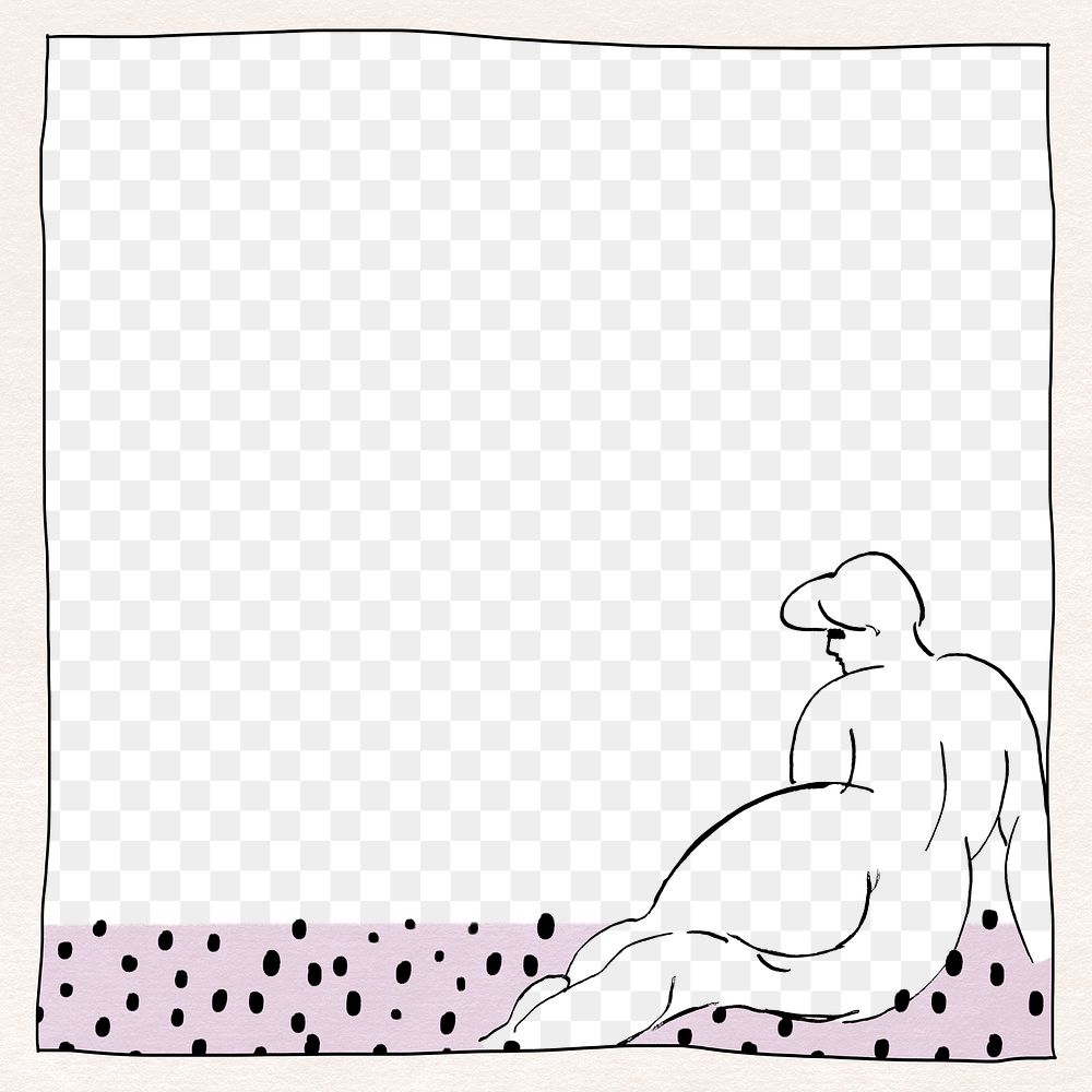 Naked woman sketch png frame