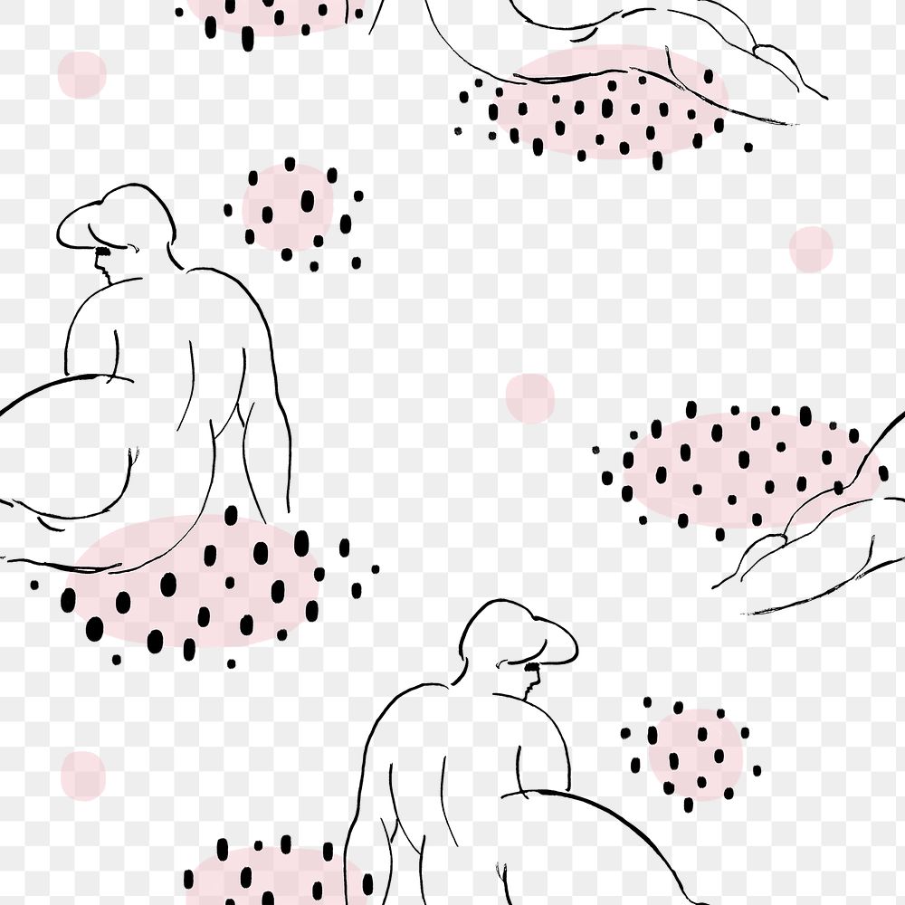 Lying nude women seamless pattern png background