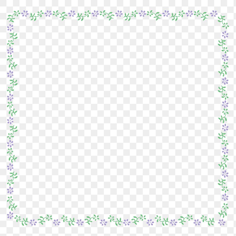 PNG Green simple leaves, floral border frame pattern