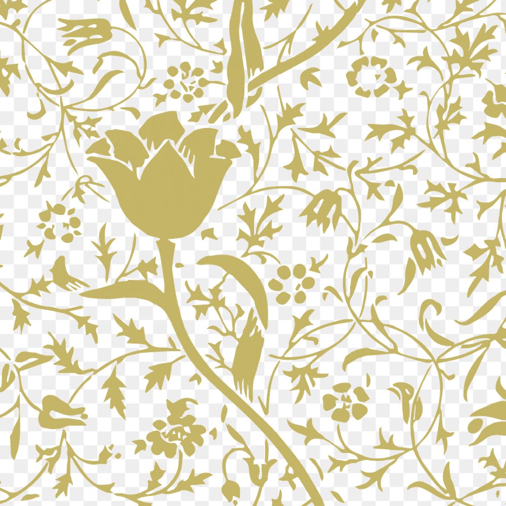 Decorative vintage png yellow tulip flower seamless pattern background