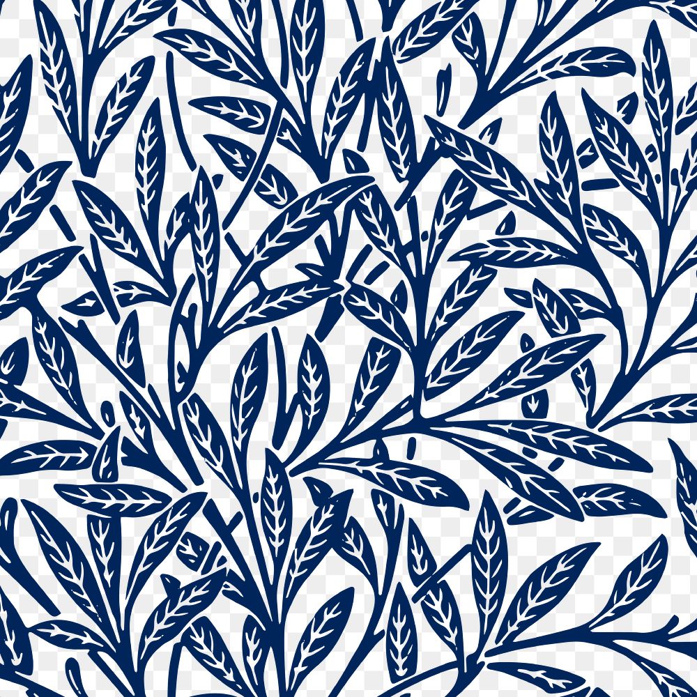 Vintage png blue nature ornament seamless pattern background 