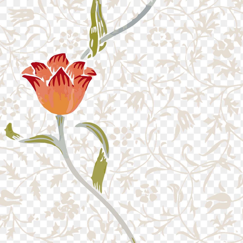 Vintage red tulip flower patterned background design element